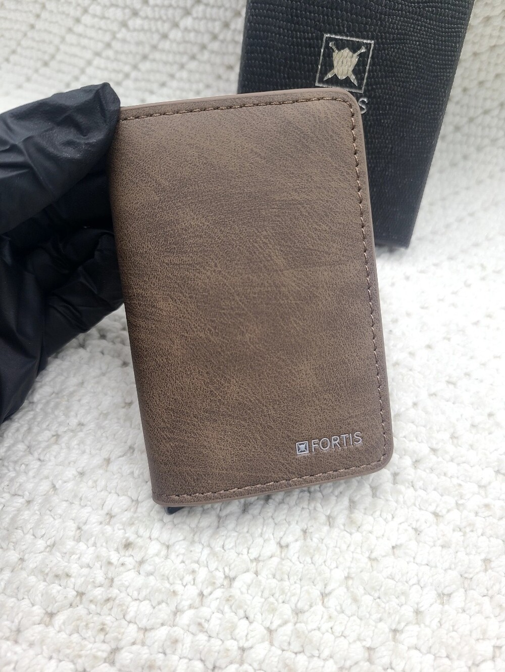 Fortis Black Textured Card Case with White Logo